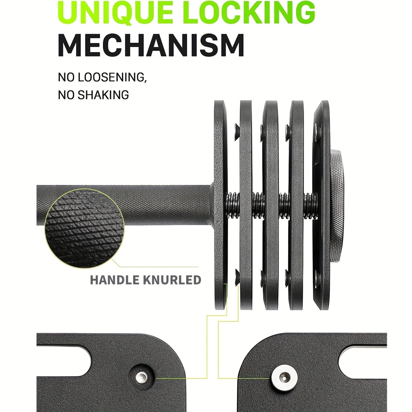 Quick-Lock Adjustable Dumbbell Set 10–80LB – 5LB Increments Square Weight Plates for Home Gym Fitness, Compatible Longer Screws & Add-On Plates Available