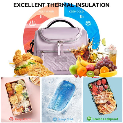 Insulated Lunch Bag Cooler Tote with Padded Shoulder Strap Leakproof Washable Polyester Meal Prep Bag for Work Picnic School Outdoor Activities Men Women