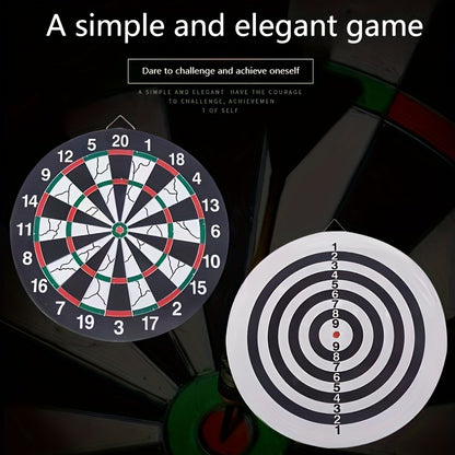 Double-Sided Flocking Dartboard Set 17 Inch | Solid Alloy Frame with 6 Practice Darts & 6 Luxury Darts | Thick Dart Target Board for Family Entertainment Casual Games Office Decompression