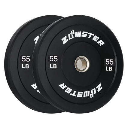 Rubber Bumper Weight Plates Olympic 2-Inch Steel Insert for Strength Training, Weightlifting & Home Gym – 35LB/55LB Pair