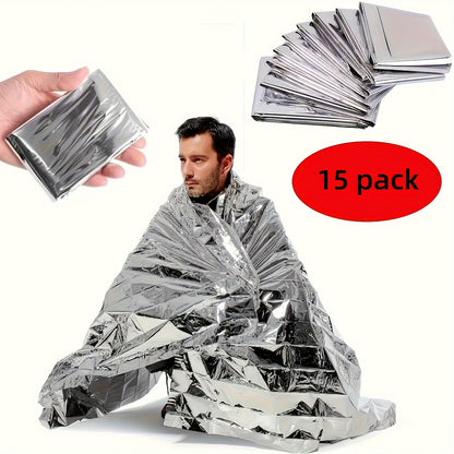 Emergency Mylar Thermal Blanket 52"x82" Reflective Foil Survival Blanket for Camping Hiking Outdoor First Aid Kit Weather Protection Ground Cover