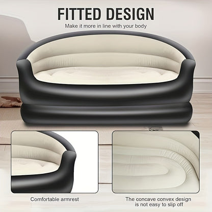 Inflatable Sofa Portable Air Cushion Bed – Lightweight Foldable Lazy Couch for Outdoor Camping, Hiking, Beach, Backyard & Indoor Home Use, Quick Inflate Lounger Chair, Single Person Air Sofa
