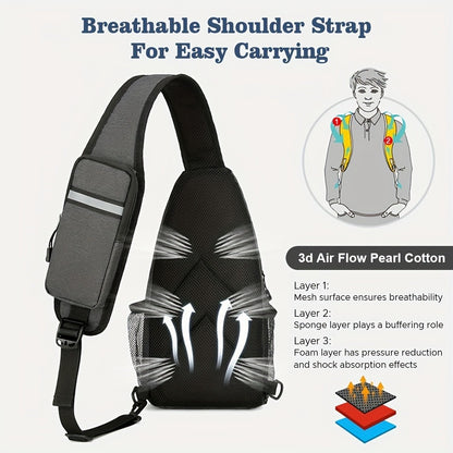 Crossbody Bag for Women & Men, Large Capacity Single Shoulder Bag with Zipper, Lightweight Multi-Pocket Design, Casual Sling Bag for Travel, Hiking, Work & Daily Use – Multiple Colors Available