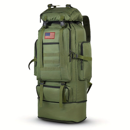 Tactical Backpack 100L Large Capacity Hiking Backpack Multiple Compartments Heavy Duty Ergonomic Straps for Camping Travel Trekking Backpacking Outdoor Adventures Jungle Green Black Army Green Gray Desert