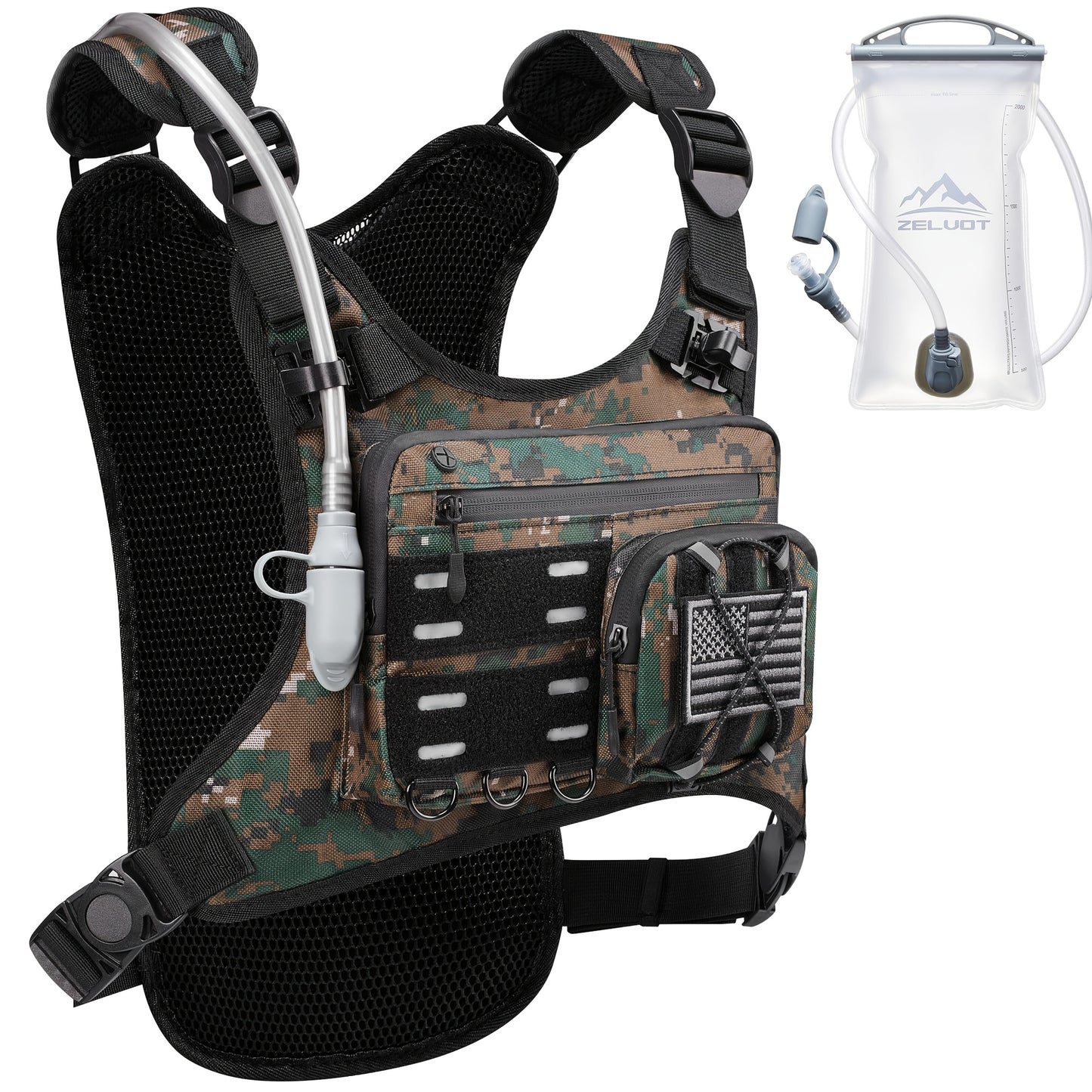 Running Hydration Vest with 2L Water Bladder – Lightweight Reflective Chest Pack for Men Women Marathon Trail Running