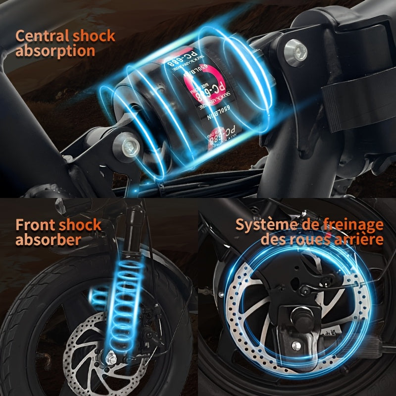 Folding Electric Bike 14 Inch 48V 350W Brushless Motor Lightweight Commuter E-Bike Long-Range Lithium Battery LED Display Disc Brakes for City Suburban Rides
