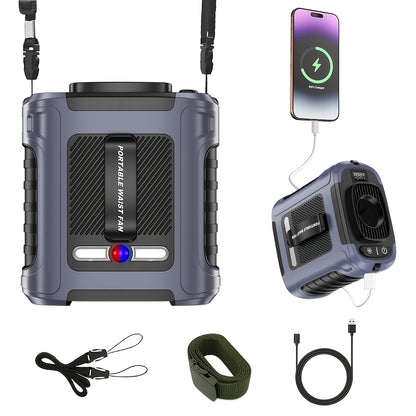 Wearable Neck Fan Rechargeable 10000mAh, 5-in-1 Portable USB Fan 22000RPM Brushless Motor, 5 Wind Speeds, LED Power Indicator, Built-in Flashlight, Hands-Free for Camping Hiking Fishing Outdoor Indoor