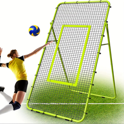Volleyball Rebounder Net 7x4ft Adjustable Angle – Portable Steel Frame Training Rebounder with High-Tension PE Netting & 24 Elastic Cords for Volleying Bumping Spiking Practice – Solo & Team Drills