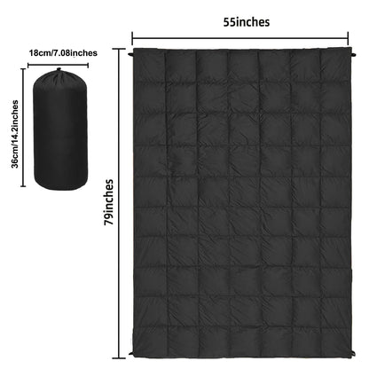 Puffy Camping Blanket Foldable Lightweight Water Resistant with 3D Eye Mask - DWR Coated Outdoor Blanket for Camping, Hiking, Travel, Beach, Stadium & Car, Warm Packable Throw in 4 Colors, 55" x 78"