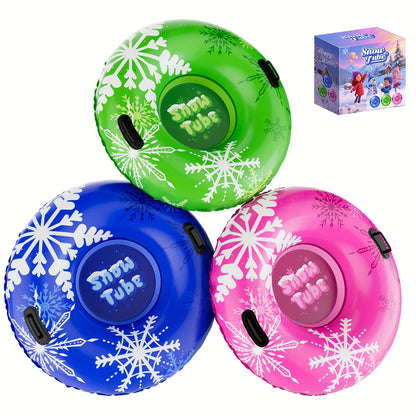 Inflatable Snow Tubes Set of 3 – Heavy-Duty PVC Sled Tubes 36 & 40 Inch with Anti-Slip Handles, Portable Winter Snow Sleds for Kids & Adults, Outdoor Family Fun, Christmas & Holiday Sledding