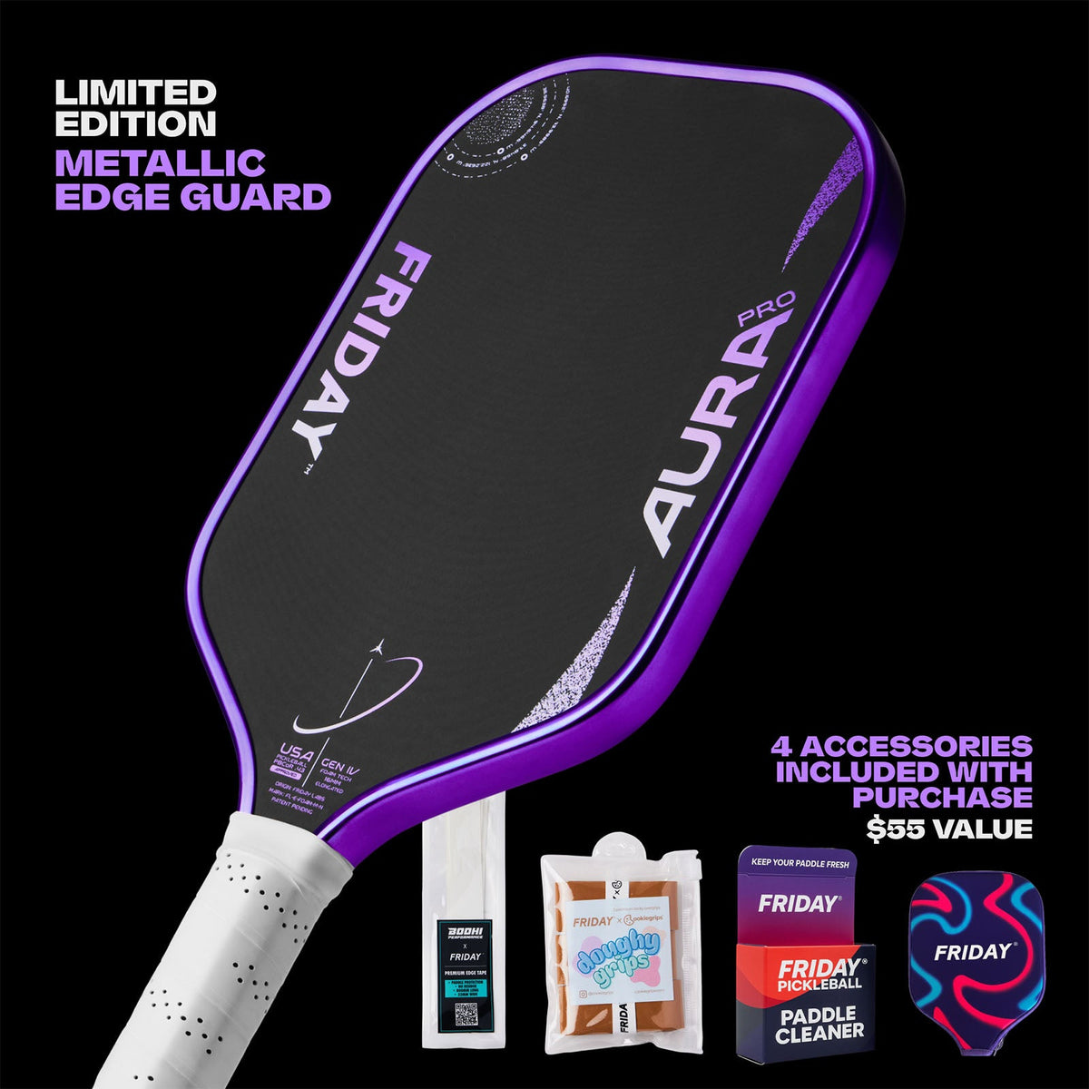 Pickleball Paddle Elongated / Metallic Lunar Kit option