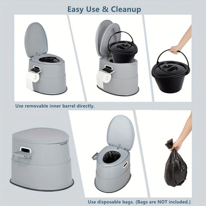 Extra Large Portable Toilet for Adults – Indoor Outdoor Commode with Detachable Inner Bucket & Removable Paper Holder, Lightweight Compact Design for Camping, Boating, Van Life & Emergency Use