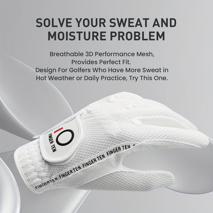 Wet Weather Golf Gloves Rain Grip 3-Pack for Men | Breathable Water-Resistant Golf Gloves for Left & Right Hand – Durable Comfortable Fit in Hot & Wet Conditions (Black, Gray, White | S–3XL)