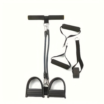 Resistance Band Foot Pedal Puller – TPE Stackable Exercise Bands for Sit-Ups, Leg & Ab Workouts, Adjustable Strap, 50 / 100 / 150 lb Options, Home Gym Strength Training for Men & Women, Black
