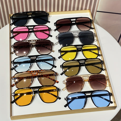 Oversized Round Novelty Glasses 12 Pack Multicolor Tortoiseshell - Double Frame Full Rim Plastic Eyewear Bulk Set for Party Prom Photo Shoot Costume, European American Style Decorative Glasses Men Women