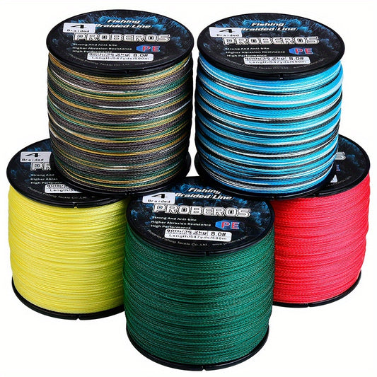Braided Fishing Line 4 Strand 500M/547Yds - Abrasion Resistant Zero Stretch Superline 6LB-80LB, Multi-Color, Gray/Green/Camo
