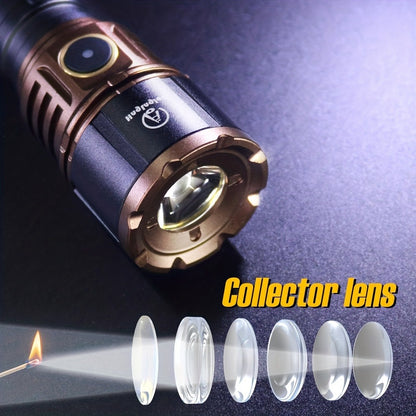 Zoomable LED Flashlight 4500LM, Aluminum Alloy Torch Fresnel Lens Adjustable Beam, 21700 3000mAh Rechargeable Battery, Fire Starting, Long Runtime for Camping Fishing Survival Night Cycling Power Outage