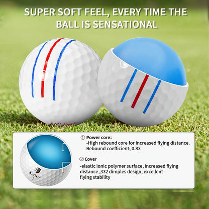 Golf Balls 6pcs Long Distance High Speed with 360-Degree Aiming Line Add 40+ Yards Distance Durable Performance Golf Ball Set for Men Women Beginners Advanced Players Practice Training