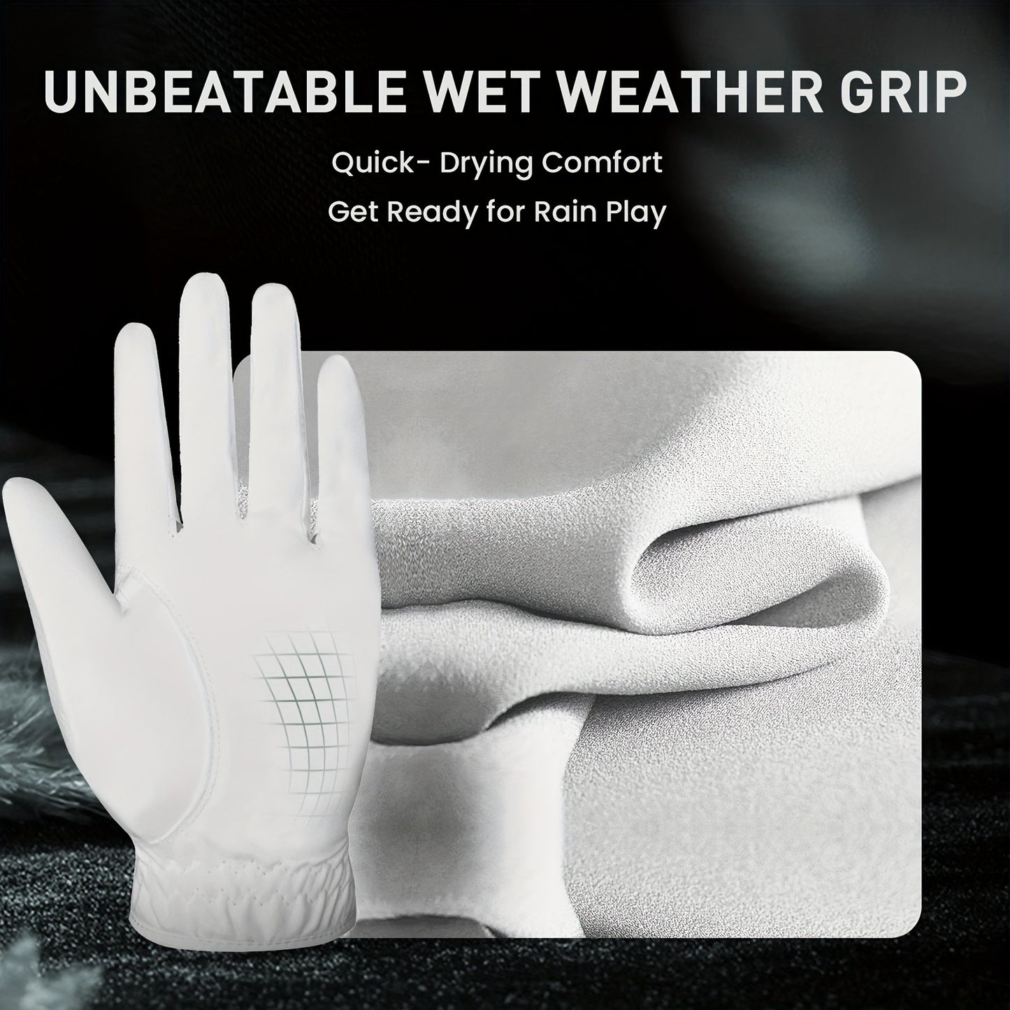 Wet Weather Golf Gloves Rain Grip 3-Pack for Men | Breathable Water-Resistant Golf Gloves for Left & Right Hand – Durable Comfortable Fit in Hot & Wet Conditions (Black, Gray, White | S–3XL)