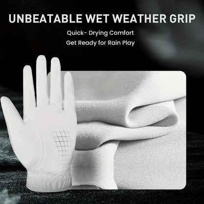 Wet Weather Golf Gloves Rain Grip 3-Pack for Men | Breathable Water-Resistant Golf Gloves for Left & Right Hand – Durable Comfortable Fit in Hot & Wet Conditions (Black, Gray, White | S–3XL)