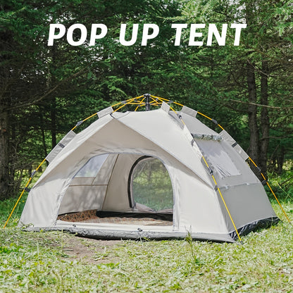 Pop Up Camping Tent Instant Setup – Automatic Windproof Lightweight Tent with Dual Doors & Mesh Windows, All-Season Waterproof Design for 1-3 & 3-4 Person, Ideal for Camping, Hiking & Travel