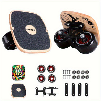 Split Drift Skateboard with PU Wheels & High-End Bearings | 7-Layer Maple Deck Anti-Slip Portable Roller Road Drift Skates Plate – Flexible Lightweight Design for Tricks & Street Skating (2 Styles)