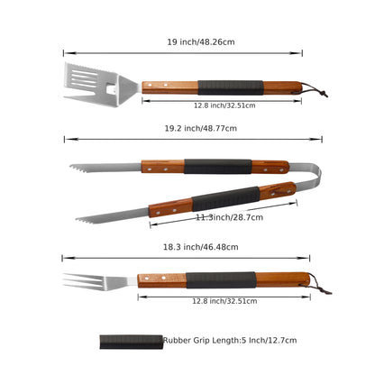 BBQ Grill Tool Set Stainless Steel – 430 Food-Grade Fork, Knife & Griddle Tools with Click Assembly Design – Outdoor Barbecue Utensil Kit for Camping, Backyard & Grilling