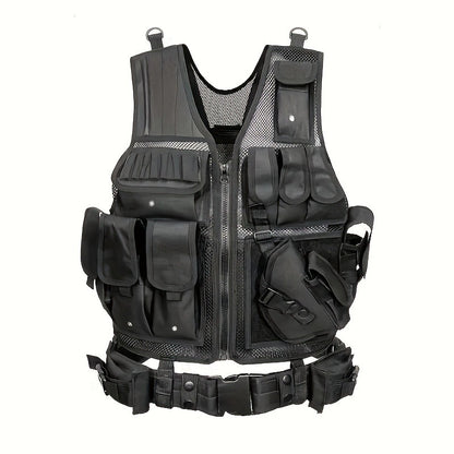 Tactical Fishing Vest with Quick Release – Lightweight Breathable Multi-Pocket Outdoor Vest for Men Camping Hiking Hunting Training – Available in Black Khaki Army Green