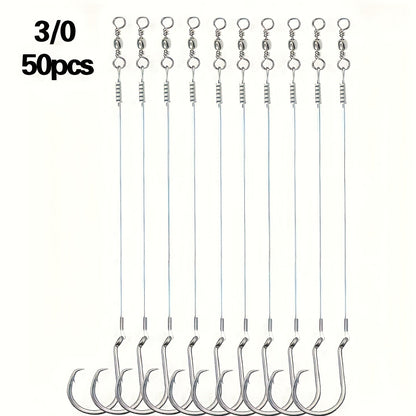 Circle Hooks 50pcs – Octopus Offset Steel Fishing Hooks for Catfish, Bass, Saltwater & Freshwater, Size 1/0 to 7/0