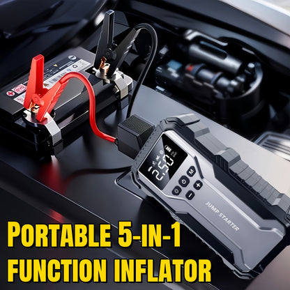 Car Jump Starter Portable Emergency Power Bank with LED Flashlight SOS Air Pump for Small Vehicles Roadside Emergency Kit