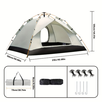 Waterproof Pop Up Camping Tent with Double Doors - Cloud Gray Automatic Instant Setup Shelter for Beach, Hiking, Camping, RV & Travel, Portable Foldable Sunshade Tent with Optional Mesh Windows, 2 Sizes Available