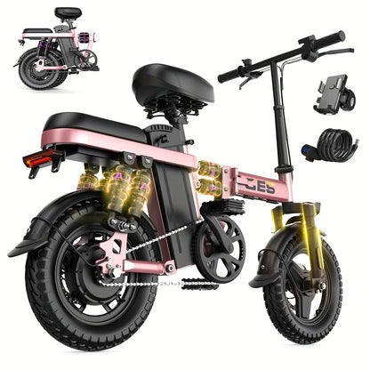 Electric Scooter Bike for Adults & Teenagers, 500W Brushless Motor 48V 10AH/15AH Removable Battery, 15-20MPH 10-35 Miles Range, 14" Foldable Frame LCD Display Dual Disc Brakes Shock Absorption — GS3 & GE5 Models