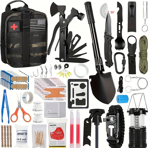 Outdoor Survival Tool Kit 180/252pcs Multifunctional Camping Gear Set for Men Hiking Backpacking Emergency Preparedness Adventure Equipment