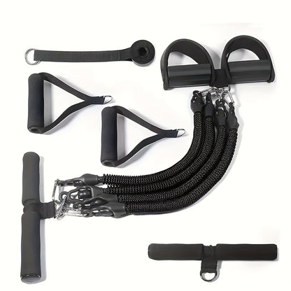 Resistance Band Set 6-in-1 Multifunctional Pedal Puller with Adjustable Tensioner for Body Stretching, Strength Training, Gym Workout & Fitness Exercise – Multiple Resistance Levels