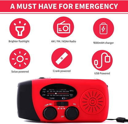 Solar Power Bank Emergency Radio with Hand Crank & NOAA