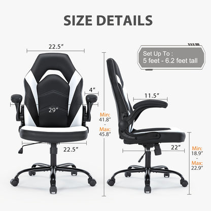 Ergonomic Gaming Chair with Rotating Armrest Lumbar Support & Headrest – Esports Racing Style Computer Office Chair with Footrest for Home Office Desk Work Study
