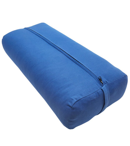 Everyday Yoga Lapis Yoga Bolster in a vibrant blue color, designed to provide support and comfort during yoga practice. This rectangular bolster features a zippered cover for easy removal and cleaning.