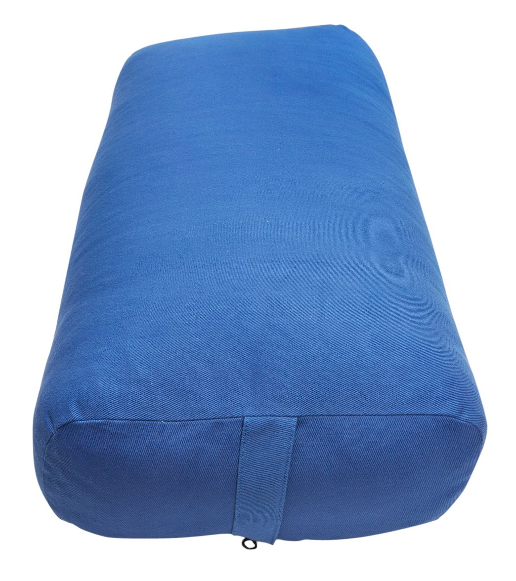 Everyday Yoga Lapis Yoga Bolster in a rich blue color designed for yoga practice. This supportive bolster enhances comfort and stability during various yoga poses.