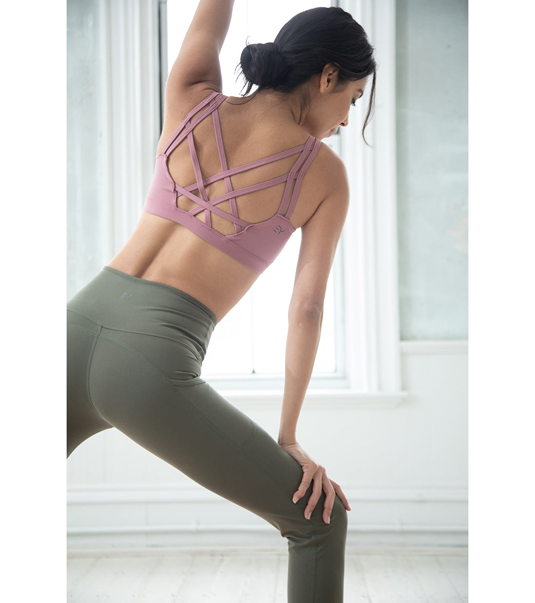 Strappy Yoga Sports Bra with a Fully Lined Design and Four-Way Stretch for a Soft Feel During Practice