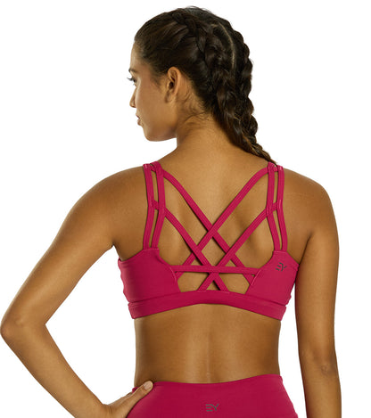 Strappy Yoga Sports Bra with a Fully Lined Design and Four-Way Stretch for a Soft Feel During Practice