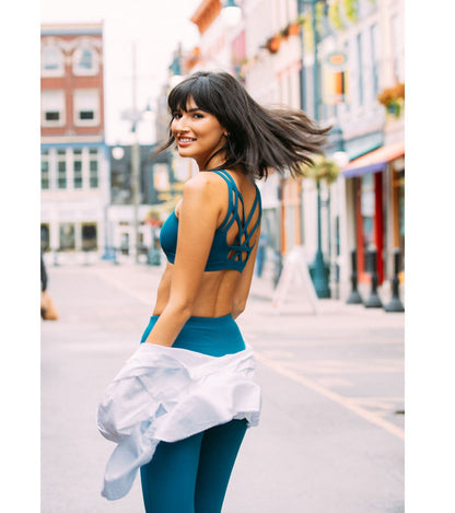 Strappy Yoga Sports Bra with a Fully Lined Design and Four-Way Stretch for a Soft Feel During Practice