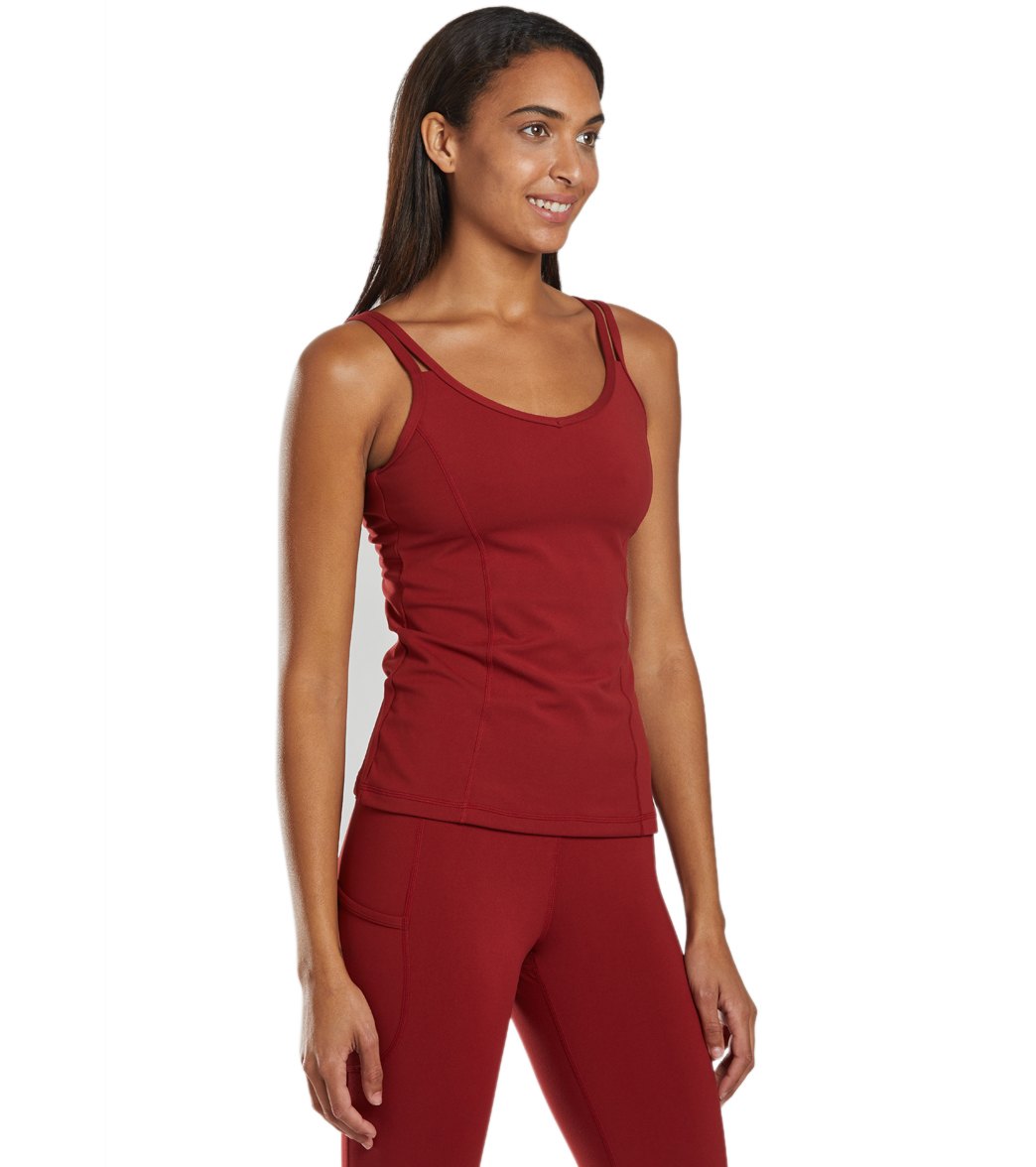 Women's Strappy Back Yoga Tank with a Built-In Shelf Bra and Fast-Drying Stretch for Studio Practice