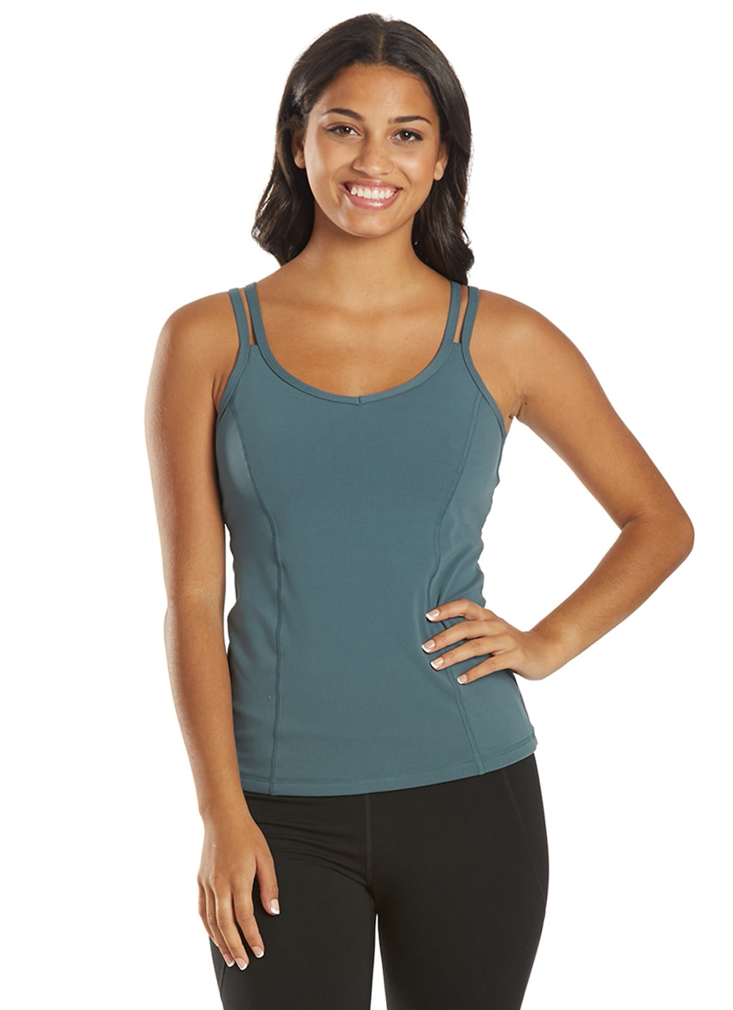 Women's Strappy Back Yoga Tank with a Built-In Shelf Bra and Fast-Drying Stretch for Studio Practice