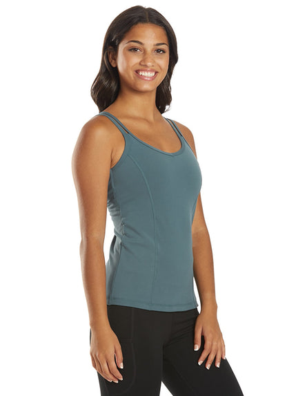 Women's Strappy Back Yoga Tank with a Built-In Shelf Bra and Fast-Drying Stretch for Studio Practice