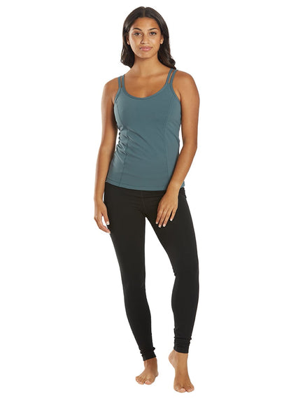 Women's Strappy Back Yoga Tank with a Built-In Shelf Bra and Fast-Drying Stretch for Studio Practice
