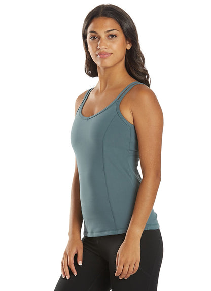 Women's Strappy Back Yoga Tank with a Built-In Shelf Bra and Fast-Drying Stretch for Studio Practice