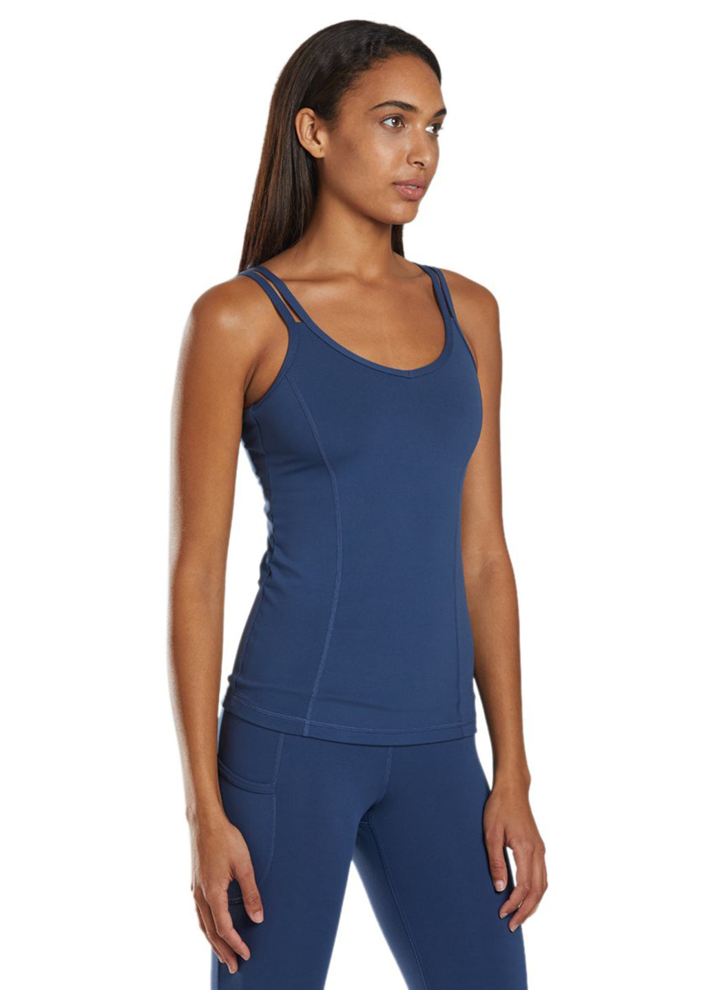 Women's Strappy Back Yoga Tank with a Built-In Shelf Bra and Fast-Drying Stretch for Studio Practice
