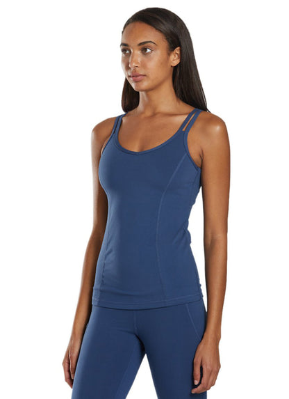 Women's Strappy Back Yoga Tank with a Built-In Shelf Bra and Fast-Drying Stretch for Studio Practice