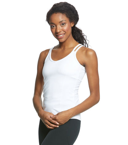 Women's Strappy Back Yoga Tank with a Built-In Shelf Bra and Fast-Drying Stretch for Studio Practice