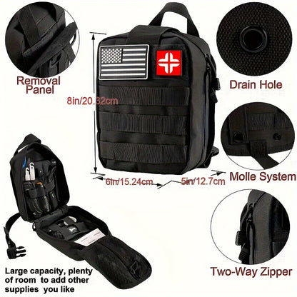 217 Piece Survival Kit with First Aid Kit & Molle Storage Bag - Emergency Gear Set for Camping, Hiking, Outdoor Adventure, Home & Office, Perfect Gift for Men, Dad, Husband, Son - Orange Green Khaki Black Red Camouflage